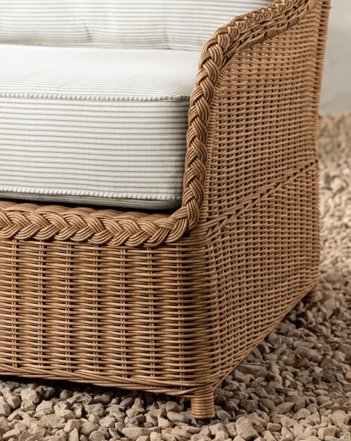 Haviland Outdoor Sofa with Perennials Taupe Stripe 88"