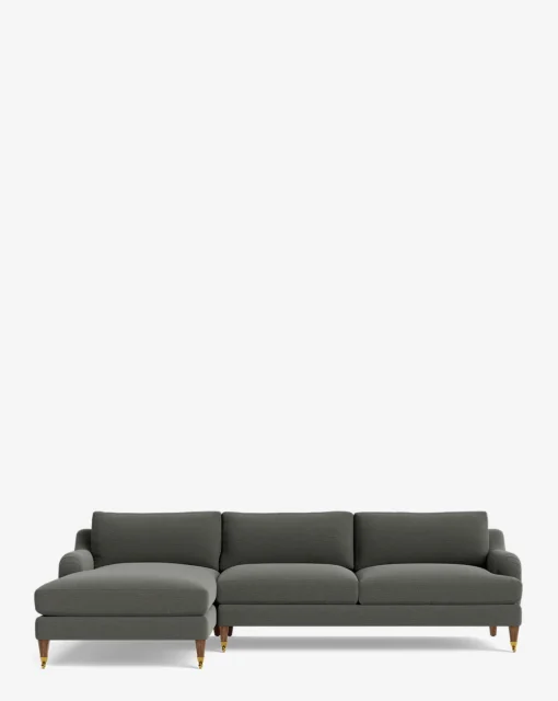 Lucille English Roll Arm Left Chaise Sectional 107"