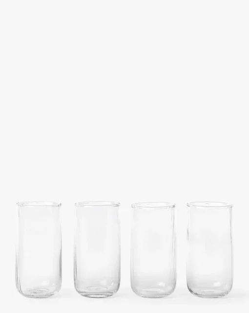 Ribbed Tall Drinking Glasses (Set of 4)