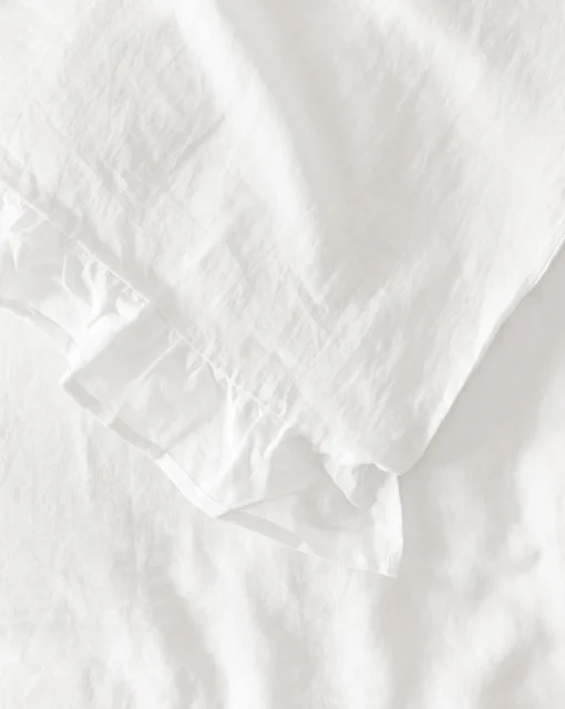 Ruffle White Linen Duvet Cover
