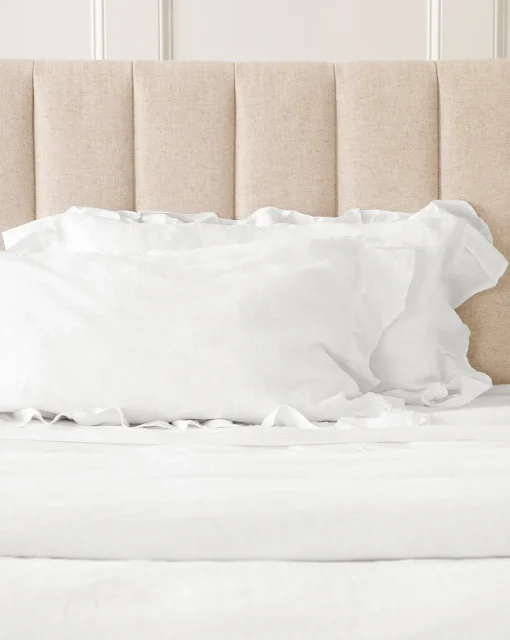 Ruffle White Linen Shams (Set of 2)